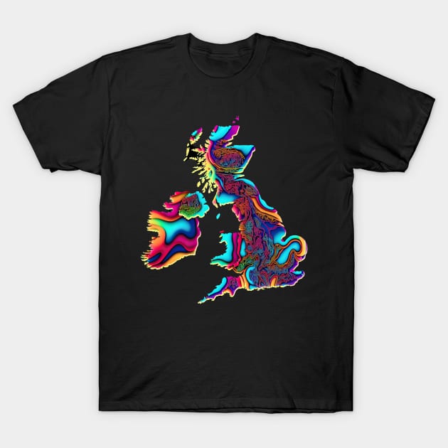 Psychedelic United Kingdom (no text) T-Shirt by AI-datamancer